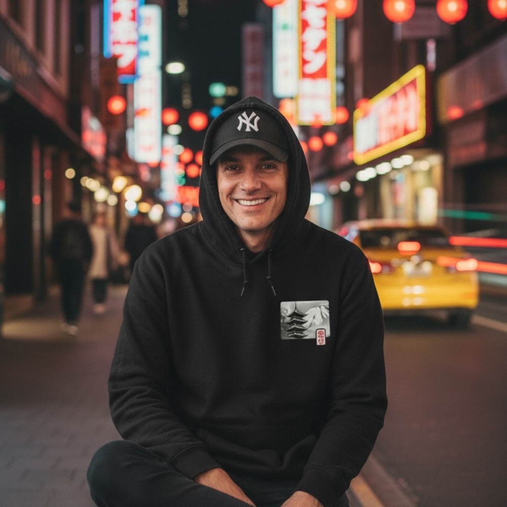 Tokyo Japan Hooded Sweatshirt With Japanese Script and Latitude Longitude Small